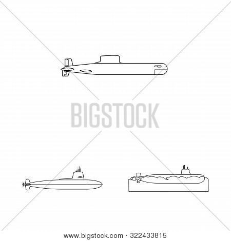 Vector Illustration Of Boat And Navy Icon. Collection Of Boat And Deep Vector Icon For Stock.