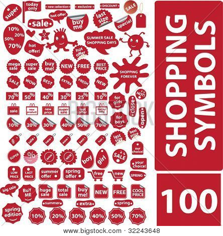 100 торговых символов - векторный набор