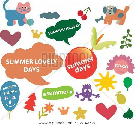 Лето милый дизайн элементы - Векторный set # 12