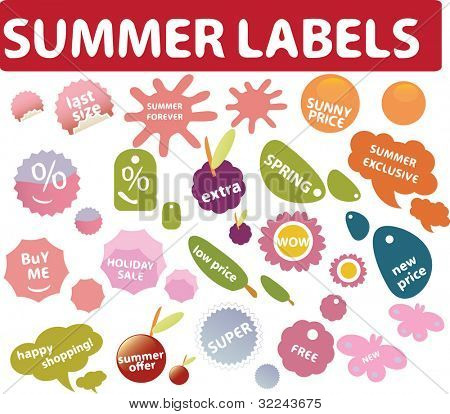 летняя этикетки - векторный набор 19