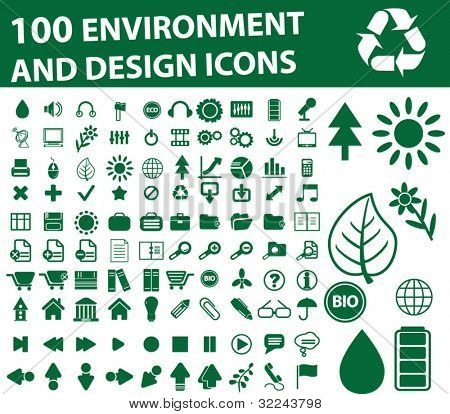 100 grüne Umgebung-Symbole