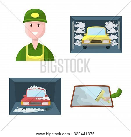 Vector Illustration Of Carwash And Care Sign. Collection Of Carwash And Service Stock Vector Illustr