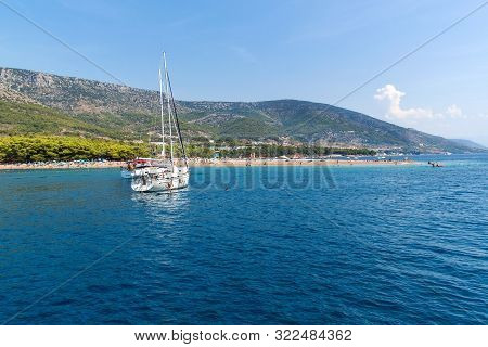 Zlatni Rat, Croatia - September 1, 2019: Zlatni Rat Beach (golden Horn Or Golden Cape), Island Brac,