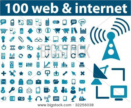 100 web & Internet işaretler. vektör
