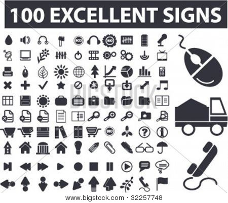 100 erinomaisia merkkejä. vektori