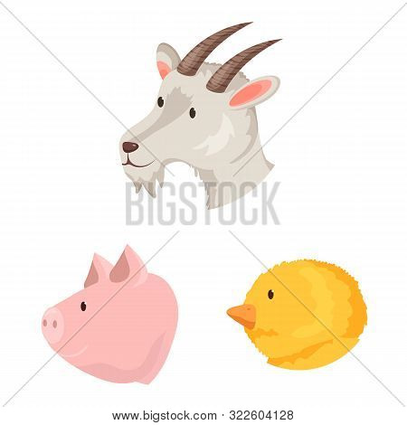 Vector Design Of Farm And Head Logo. Set Of Farm And Homemade Vector Icon For Stock.