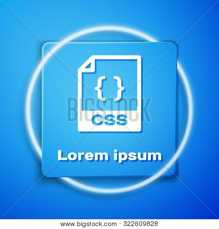 White Css File Document. Download Css Button Icon Isolated On Blue Background. Css File Symbol. Blue