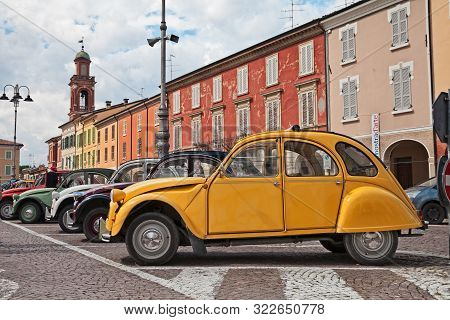 Russi, Ra, Italy - September 8, 2019. Vintage Citroën 2cv6 Special In Classic Car Meeting Raduno Cit