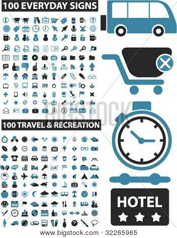 200 Unternehmen & Reisen Icons set, Vektor-Illustrationen