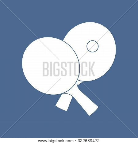 Vector Illustration With Sports Equipment For Table Tennis. Two Crossed Ping Pong Rackets And Ball. 