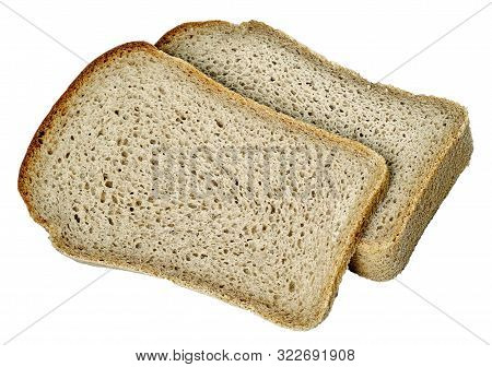 Natural Sliced Rye Bread, Loaf Shape, Isolated