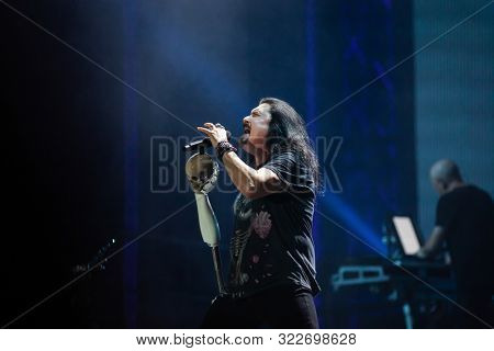 SIBIU, ROMANIA - JULY 26, 2019: James LaBrie vocalist of the progressive metal band Dream Theater performing live at Artmania Festival