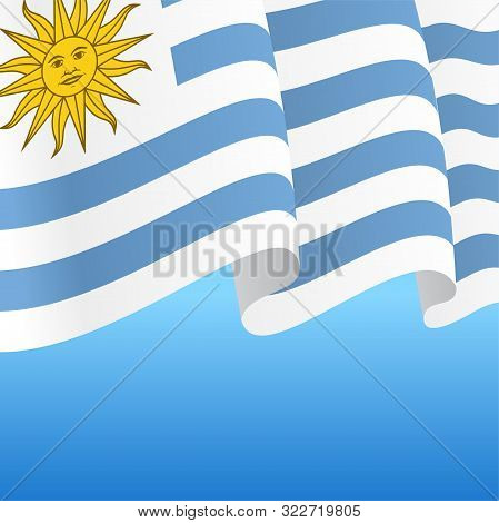 Uruguayan Flag Wavy Abstract Background. Vector Illustration.