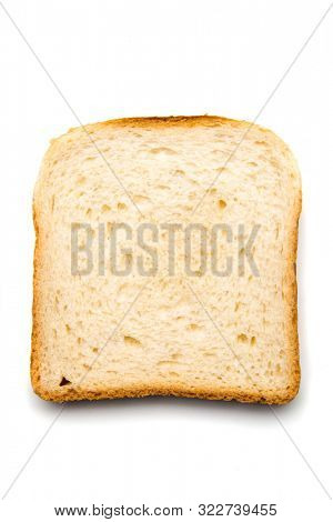 Slice of bread with spread on top isolated over white background