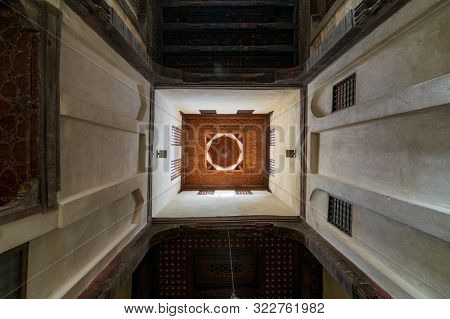 Cairo, Egypt- November 19 2016: Ceiling At Ottoman Era Historic El Sehemy House Located In Moez Stre