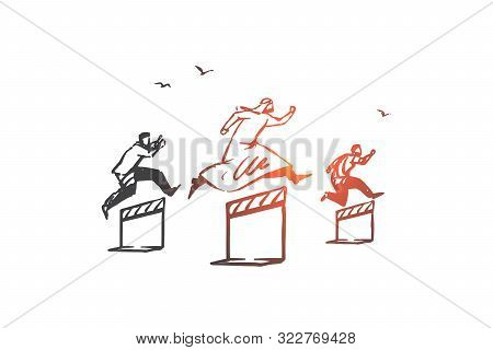 Business Competition, Rivalry Concept Sketch. Contest, Corporate Race, Challenge, Determination Meta