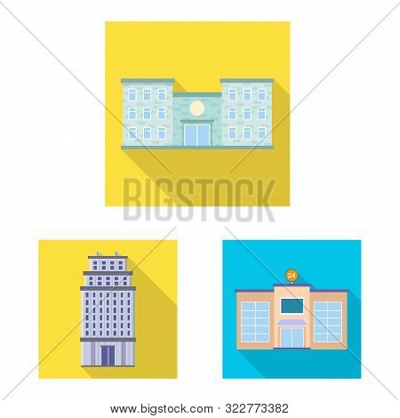 Vector Illustration Of Municipal And Center Icon. Set Of Municipal And Estate Stock Symbol For Web.