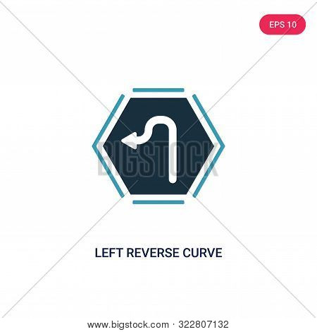 left reverse curve icon in two color design style.