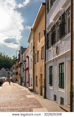 View Of The Central Street Of The Picturesque Alpine Town Bruneck (brunico) Trentino-alto Adige, Ita