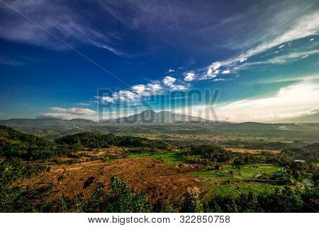 A Beautiful View Of Mount Talang And The Rice Fields Below It Add To Its Beauty, Indonesia