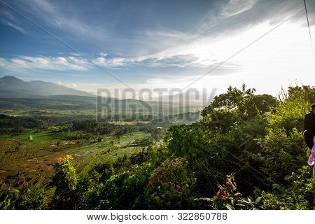 A Beautiful View Of Mount Talang And The Rice Fields Below It Add To Its Beauty, Indonesia