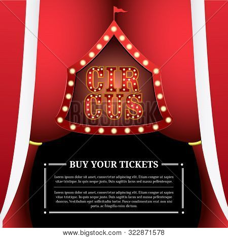 Circus Light Poster With A Big Top Solhouette - Vector