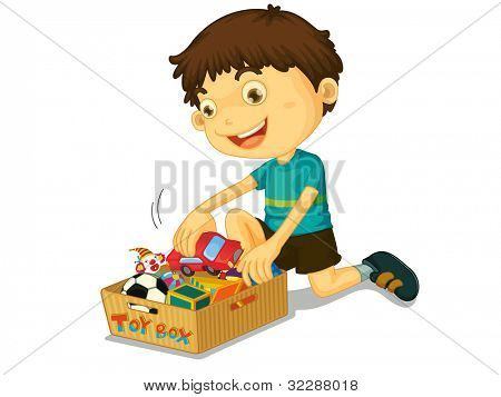 ภาพของเด็กผู้ชายกับของเล่นของเขา - รูปแบบเวกเตอร์ EPS ยังมีผลงานของฉัน