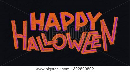 Happy Halloween Simple Colorful Sans Serif Lettering. Hand Drawn Sketch For Cards, Postcards, Poster