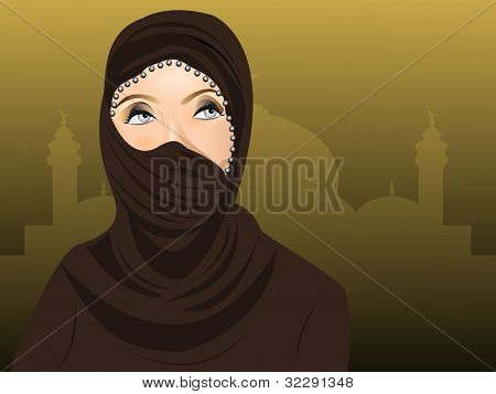 Femmes musulmanes arabes en hijab sur fond de mosquée sans soudure. EPS 10. Illustration vectorielle.