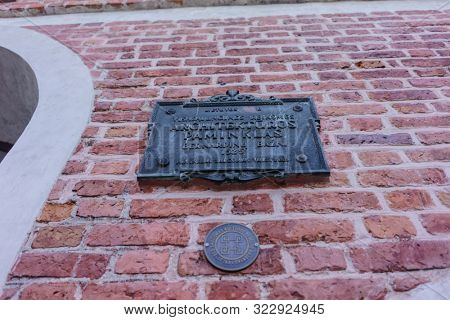 VILNIUS, LITHUANIA - JULY 30, 2019:  Facade of Roman Catholic Church of St. Anna in Vilnius (lit. Church of the Holy Onos) and  Church Of St. Francis And St. Bernard, Details, UNESCO World Heritage
