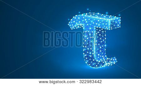 Tau, The Letter Of A Greek Alphabet. Greek Numerals, Mathematical Three Hundred Number Concept. Abst