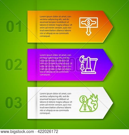 Set Line Dollar Rate Decrease, Drop In Crude Oil Price And Global Economic Crisis. Business Infograp