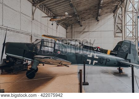 Brussels, Belgium - August 17, 2019: Bücker Bü181b Bestmann On Display In The Royal Museum Of The Ar