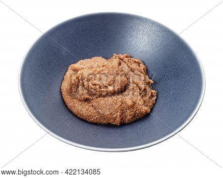 Boiled Porridge From Teff Grains In Gray Bowl Isolated On White Background
