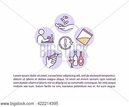 Physical Relapse Concept Line Icons With Text. Ppt Page Vector Template With Copy Space. Brochure, M