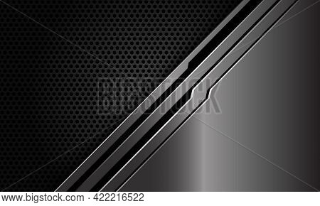 Abstract Metal Black Line Circuit Slash On Dark Circle Mesh Design Modern Luxury Futuristic Technolo