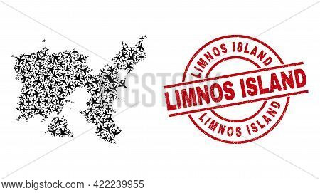 Limnos Island Textured Seal, And Limnos Island Map Mosaic Of Air Force Items. Mosaic Limnos Island M