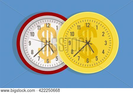 Working Time Cost. Expensive Price For Minutes And Hours Metaphor. Watch Dial With Dollar Sign. Cart