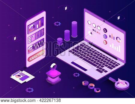 Business Strategy Investment Management Financial Review. Big Data Or Stock Market Analysis. Phone A