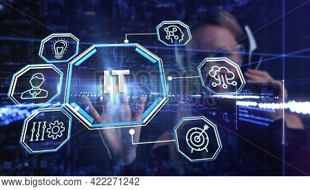 It Consultant Presenting Tag Cloud About Information Technology