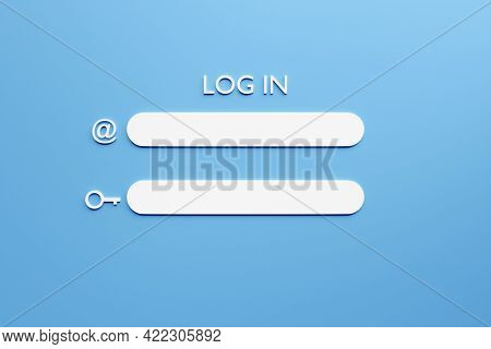 Illustration Of A 3d Page Of The Internet Page With Fields For Entering A Username And Password On A