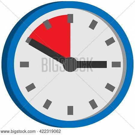 Analog Clock Isolated On White Background. Symbol Of Time Management, Chronometer With Hour And Minu