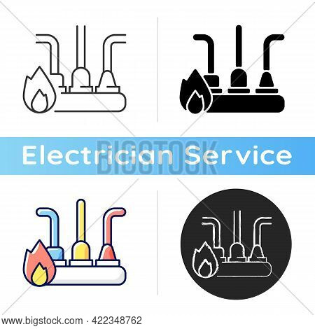 Circuit Overload Icon. Excessive Electricity Usage. Supplying Power To Several Outlets. Circuit Wiri