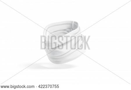 Blank White Folded Neck Gaiter Mockup, Half-turned View, No Gravity, 3d Rendering. Empty Protection 