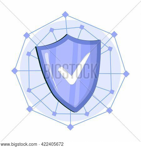 Cyber Security Concept: Shield With Keyhole Icon On Digital Data Background. Illustrates Cyber Data 