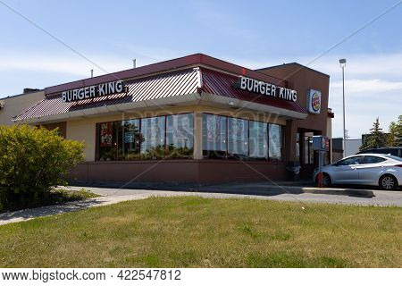 Ottawa, Ontario, Canada - May 31, 2021: A Burger King Fast Food Restaurant At West Hunt Club Road.