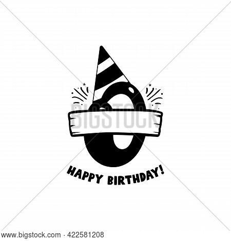 Initial Birthday O Letter. Happy Birthday Monogram Design With Balloons. Alphabet E Template. Stock 