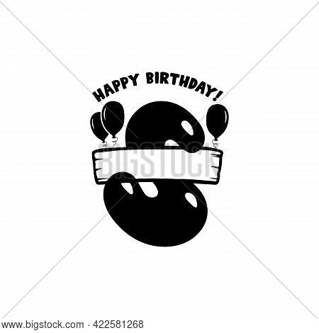 Initial Birthday S Letter. Happy Birthday Monogram Design With Balloons. Alphabet S Template. Stock 
