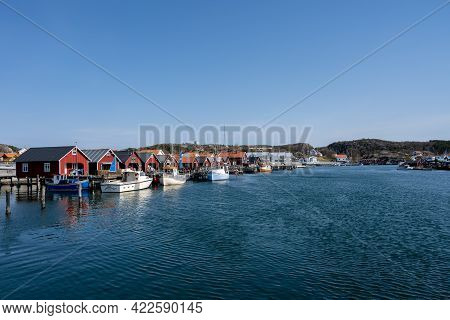 April 17, 2021 - Hamburgsund, Sweden: A Picturesque Fishing Village On The Swedish West Coast. Tradi