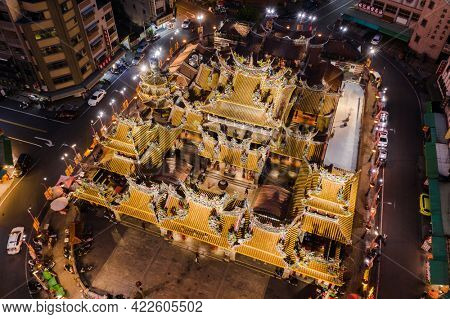 Yunlin, Taiwan - December 11th, 2019: aerial view of famous Beigang Chaotian Temple, Yunlin, Taiwan, Asia